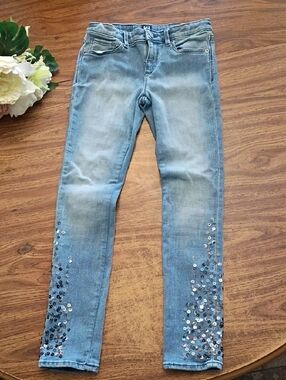 🩷Gap Girls Light Blue Sequin Hem Skinny Jeans Size 10